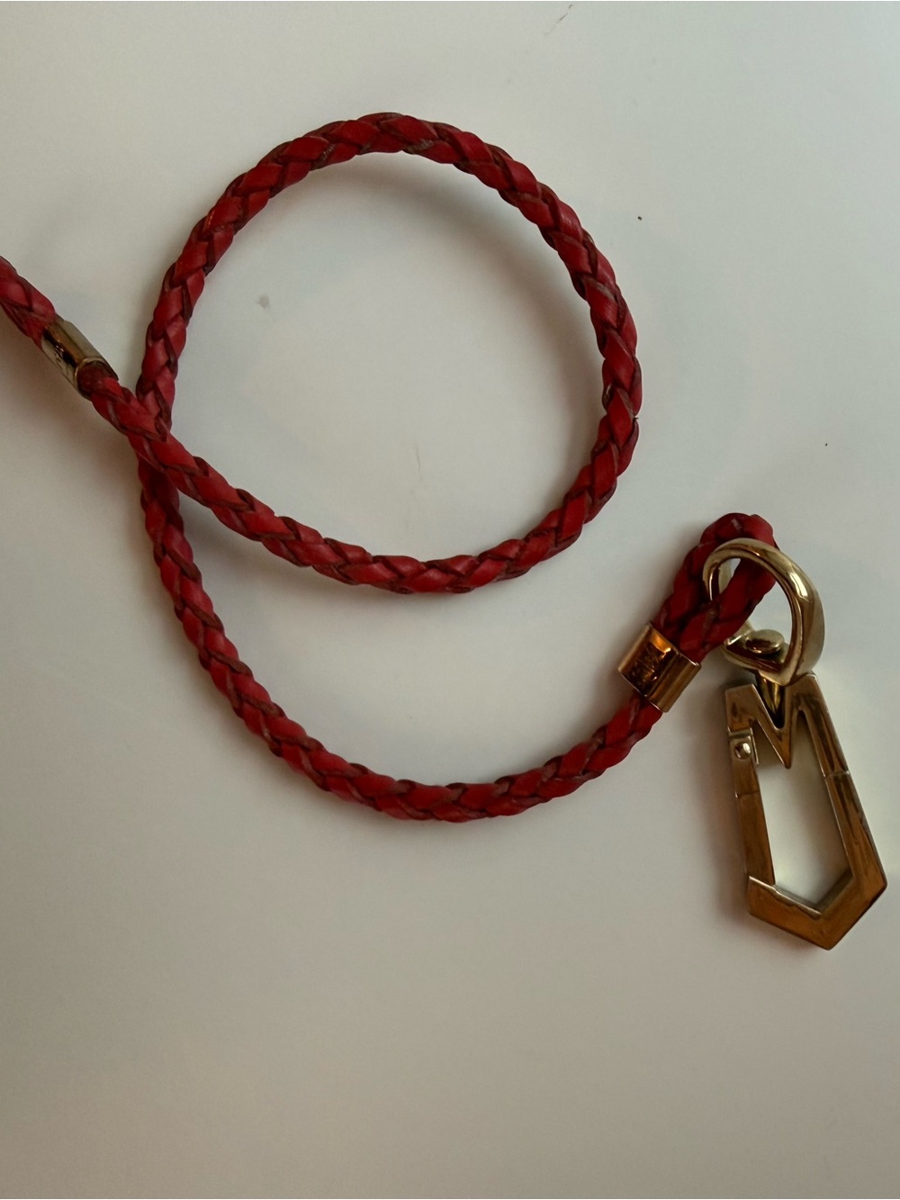 Marc Jacobs Red Braided Leather Key & Card Holder with Gold Hardware